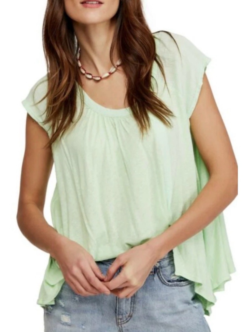 Free People Keep It Casual Tee- Queen Green